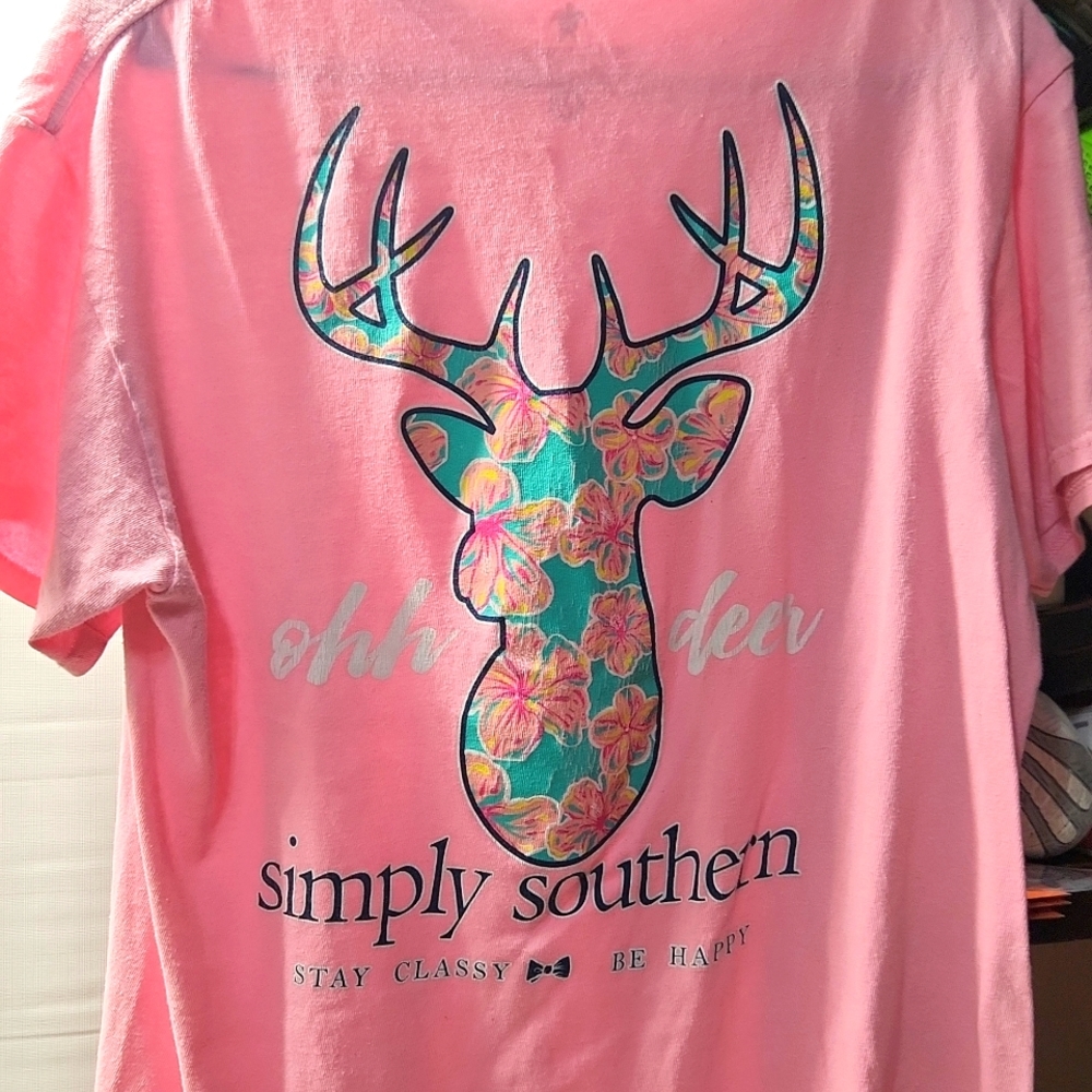 Simply Southern Pink Womens Short Sleeve Shirt Size M E25